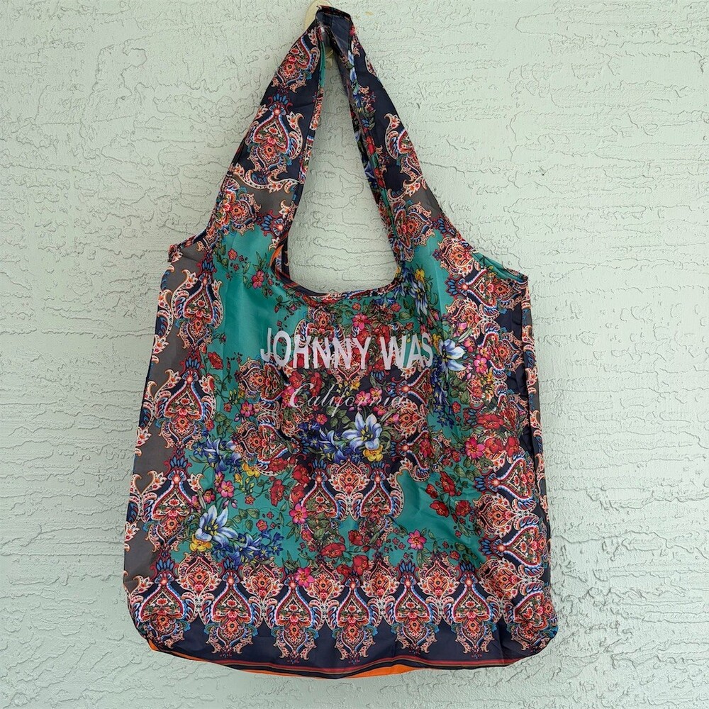 Johnny Was California Tote Bag Large Foldable Reusable Floral Paisley